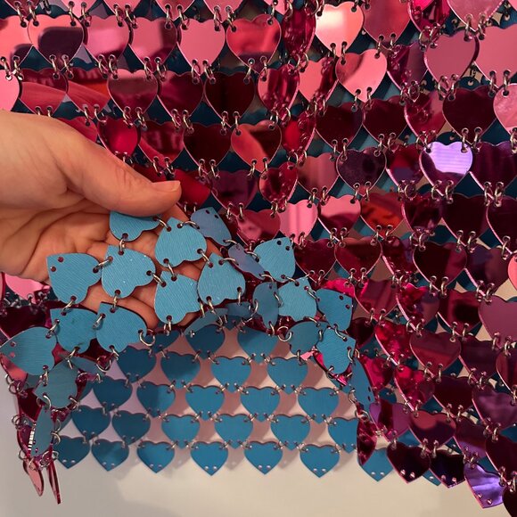 Mirror Heart Pink Chainmail Mini Dress - Picture 7 of 7